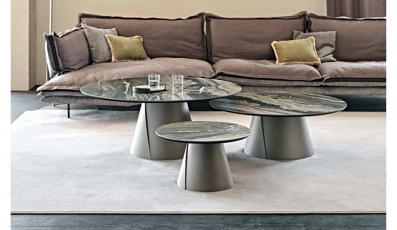 Tavolino con base in metallo e piano in ceramica Marmi Albert Keramik di Cattelan Italia