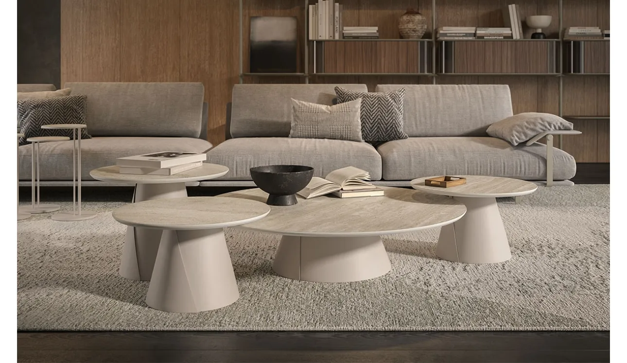 Tavolino con base in metallo e piano in ceramica Marmi Albert Keramik di Cattelan Italia