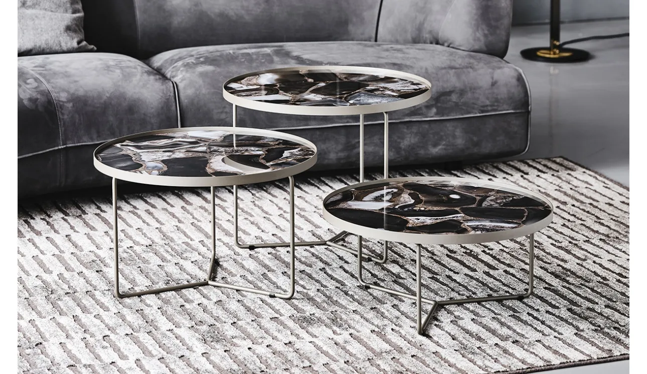Tavolino con struttura in metallo e piano in ceramica Marmi Billy Keramik di Cattelan Italia