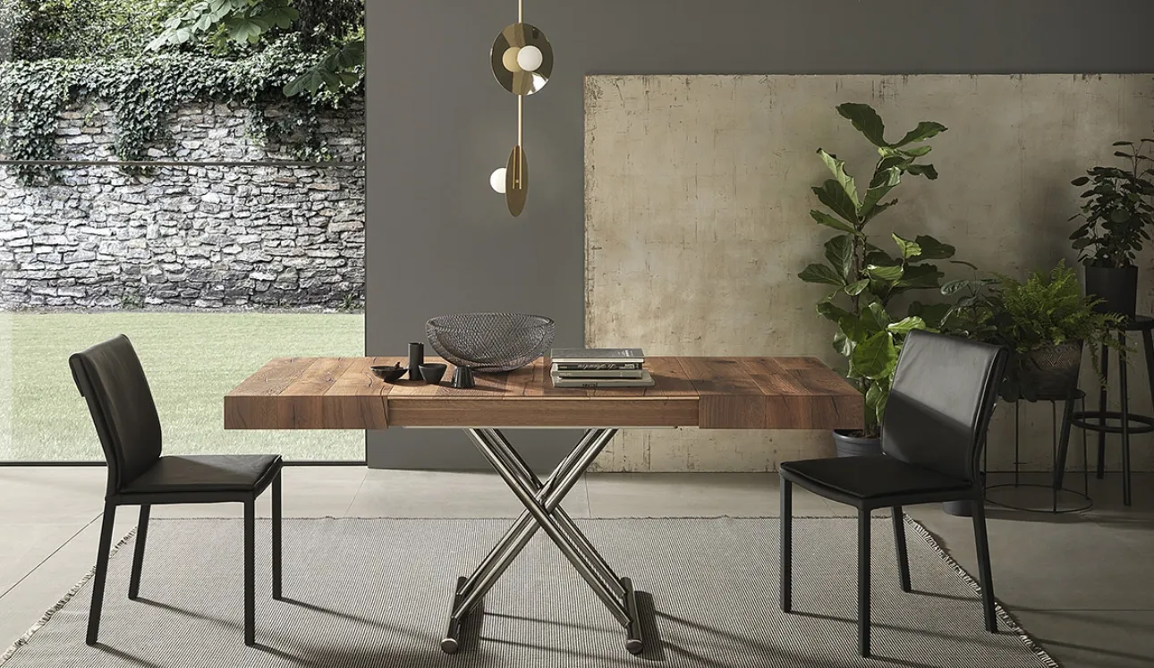 Tavolino Trasformabile con top in legno e base in metallo Calypso di Altacom