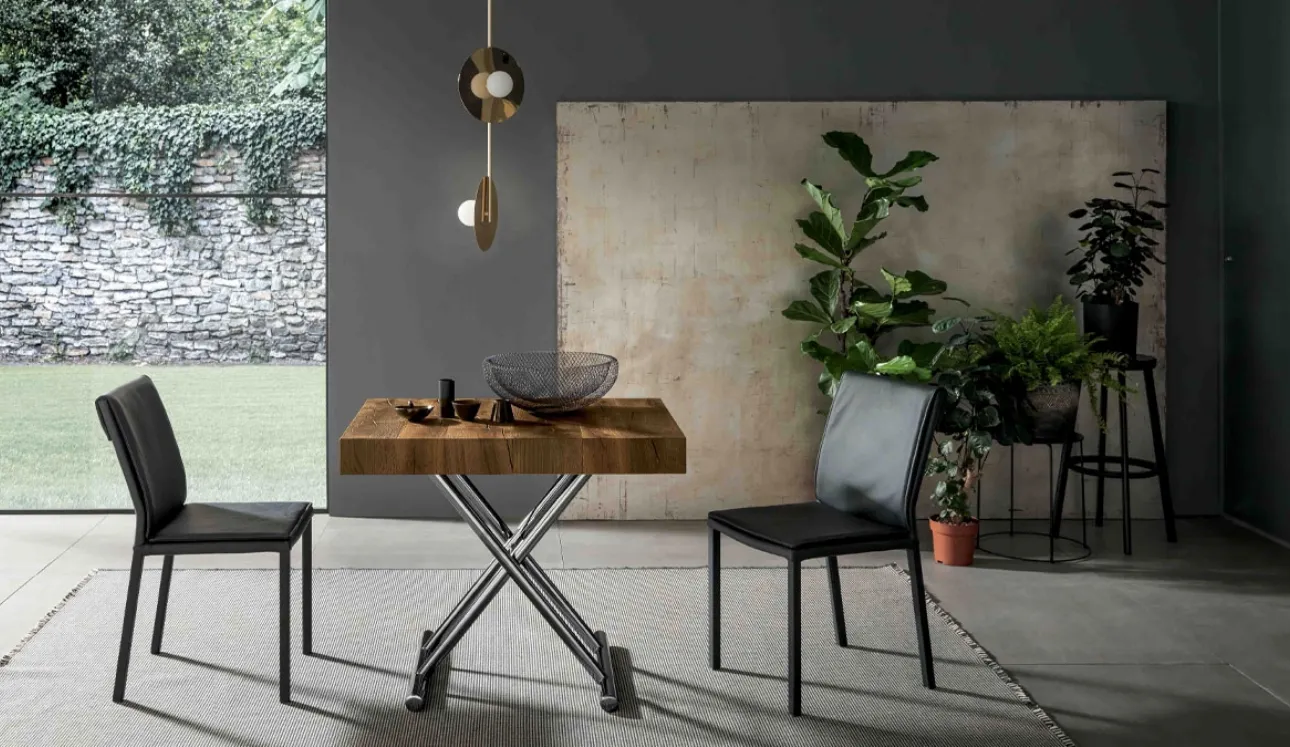 Tavolino Trasformabile con top in legno e base in metallo Calypso di Altacom
