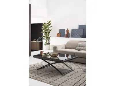 Tavolino allungabile e regolabile in altezza con top in vetro e base in metallo Nero Dakota di Calligaris