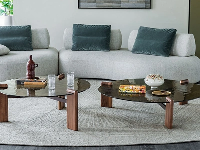 Tavolino Lagoon in vetro e legno di Cattelan Italia
