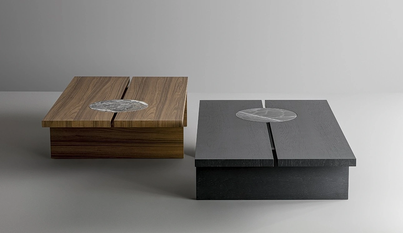 Tavolino Moon in legno con inserto in ceramica di Bonaldo