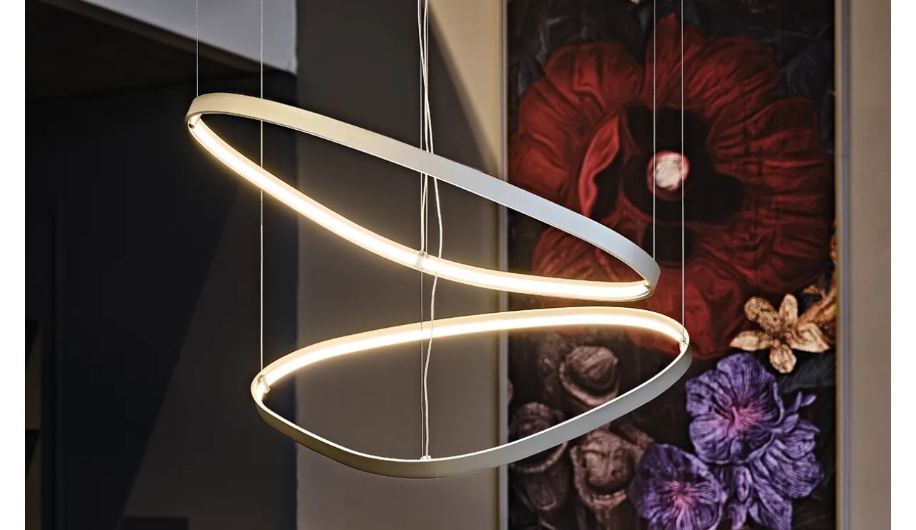 Lampada a sospensione Magellano in acciaio verniciato titanio di Cattelan Italia