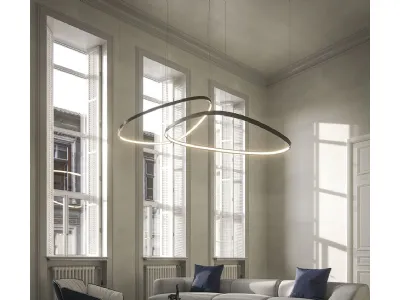 Lampada a sospensione Magellano Magnum in acciaio verniciato titanio di Cattelan Italia