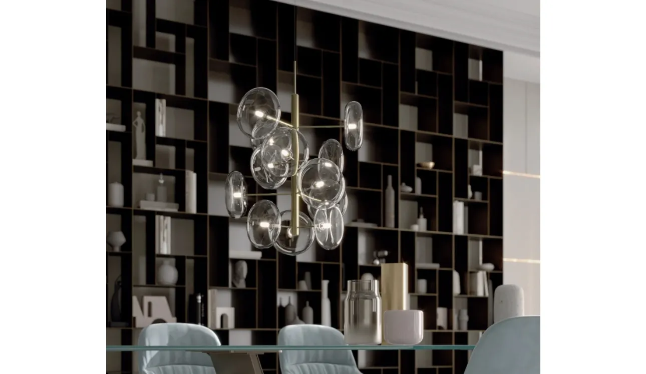 Lampada a sospensione Spark in vetro e ottone di Bontempi