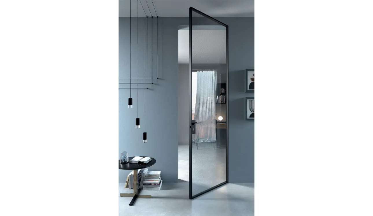 Porta per interni ESP Crystal Frameless in vetro con telaio in alluminio di Guzzini & Fontana