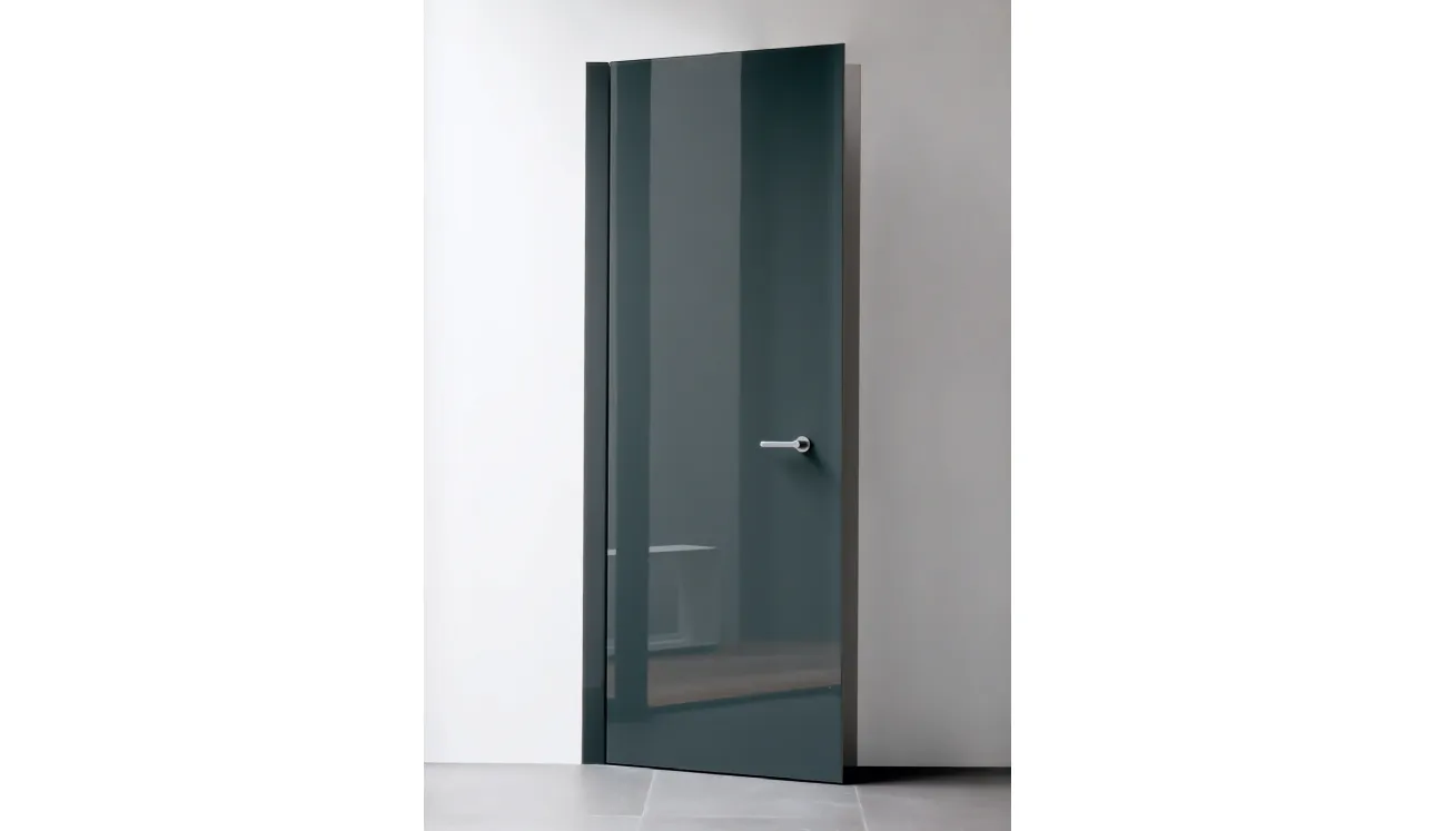 Porta a battente con anta in ardesia a ricoprire lo stipite in alluminio Level di Albed