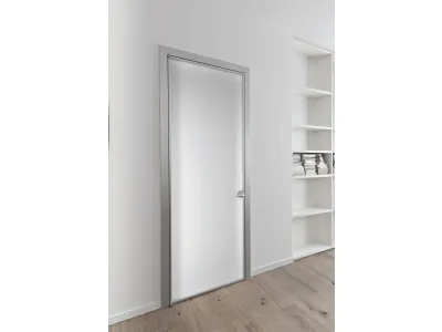 Porta per interni Prima in Vetro Bianco con telaio in alluminio di Albed