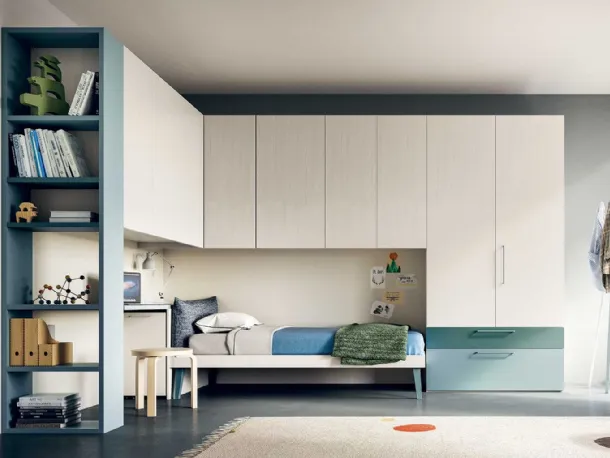 Armadio con ante battenti in melaminico con terminale libreria Start Ponte Angolare di Clever