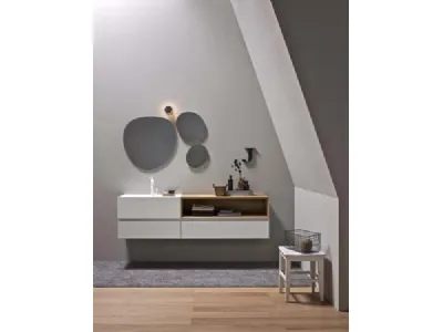 Mobile da Bagno sospeso in laccato bianco opaco e rovere 45 06 di Birex
