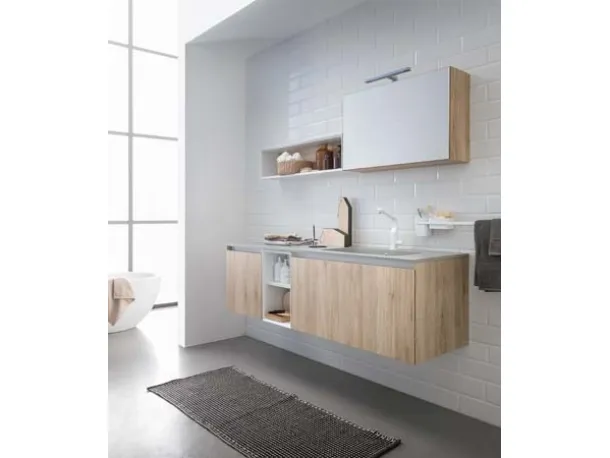 Mobile da Bagno sospeso in melaminico rovere e top in mineral marmo grigio 45 12 di Birex