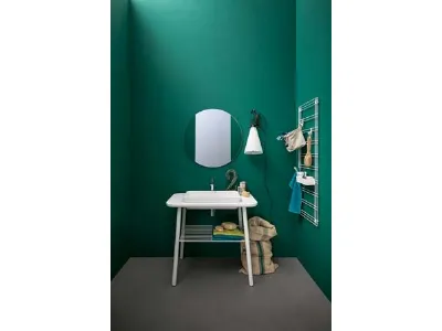 Mobile bagno da appoggio in laccato bianco opaco e top in mineral marmo Acqua e Sapone 01 di Birex