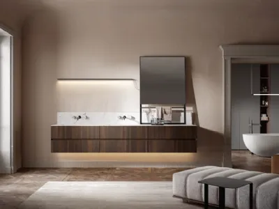 Mobile da Bagno sospeso Artemide 01 in rovere termotrattato di Edoné