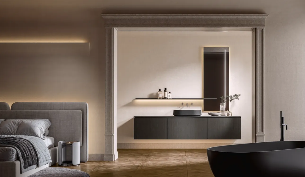 Mobile da Bagno sospeso Artemide 04 in nobilitato rovere timut di Edoné