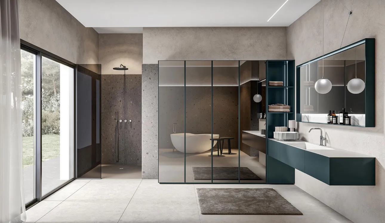 Mobile da Bagno sospeso Chrono 44 4009 laccato opaco Pavone di Edoné