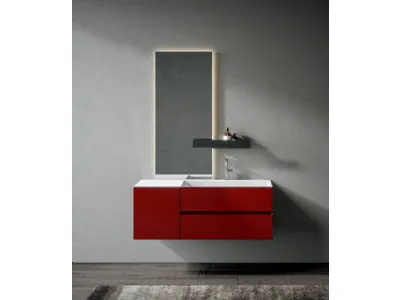 Mobile da Bagno sospeso laccato opaco Mogano Chrono 44 4007 di Edoné