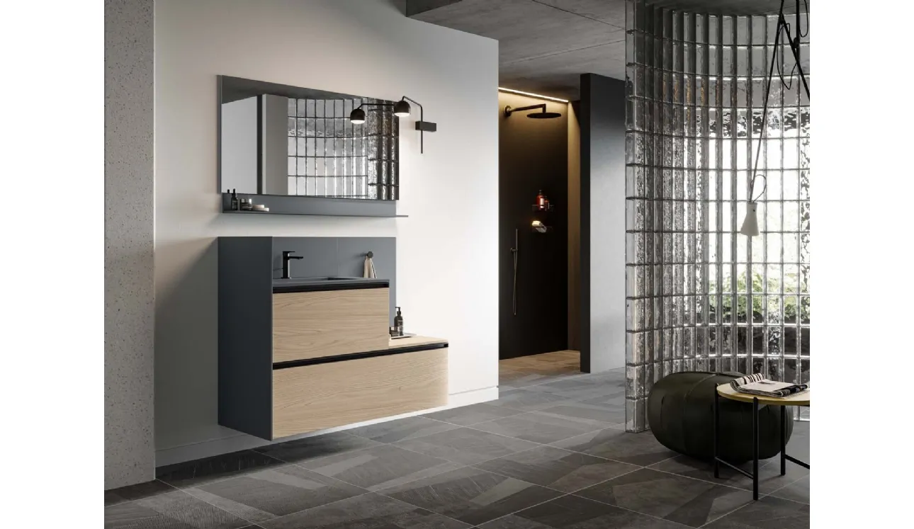 Mobile da Bagno sospeso Deep 03 in materico rovere Virginia di Birex