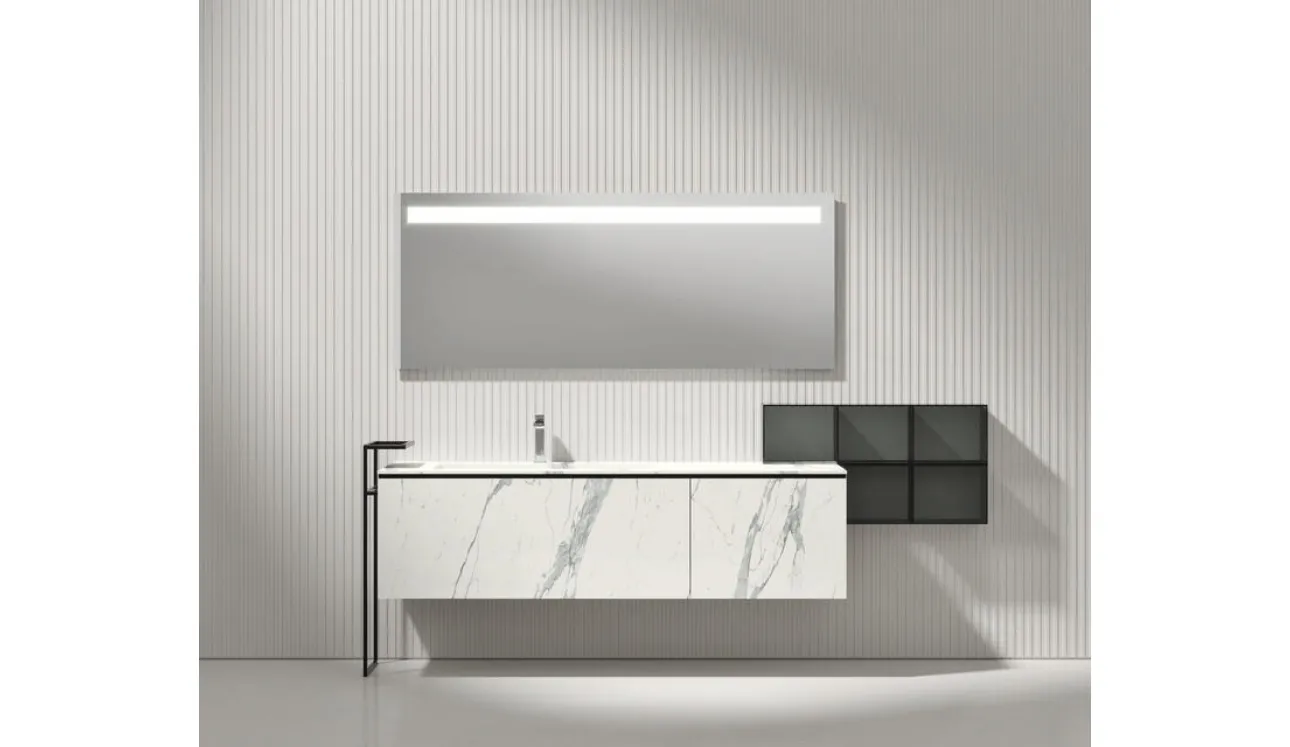 Mobile da Bagno sospeso Giunone 9058 in HPL Bianco Statuario di Edoné