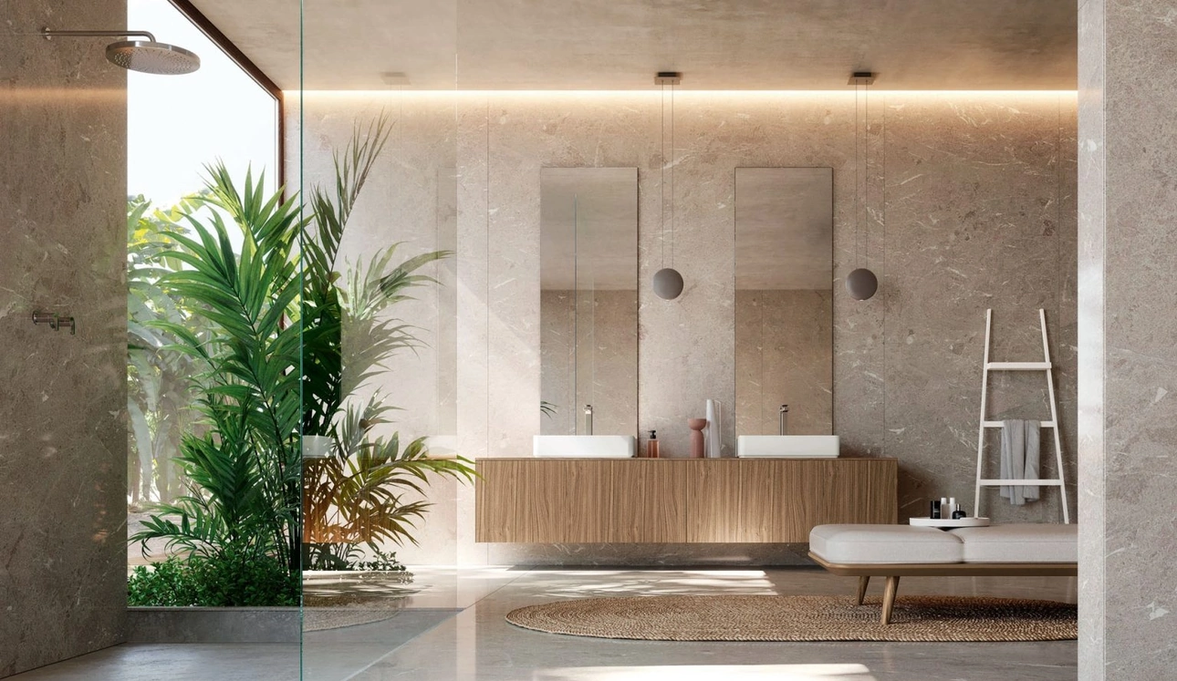 Mobile da Bagno sospeso Kyton 12 in Noce Crudo di Nova Cucina