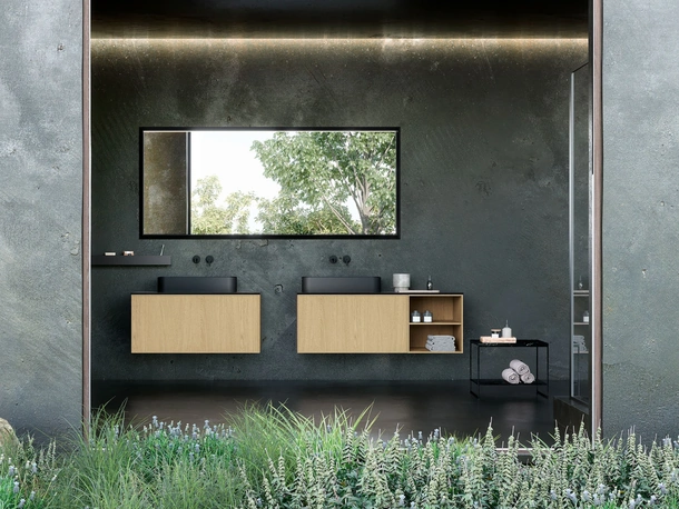Mobile da Bagno sospeso Line 14 in Rovere naturale di Nova Cucina