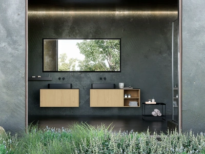 Mobile da Bagno sospeso Line 14 in Rovere naturale di Nova Cucina
