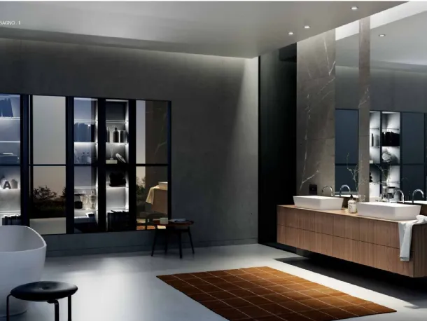 Mobile da Bagno sospeso MK1 01 in Noce Canaletto di Nova Cucina