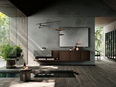 Mobile da Bagno sospeso Planet 04 in Rovere e Gres di Nova Cucina