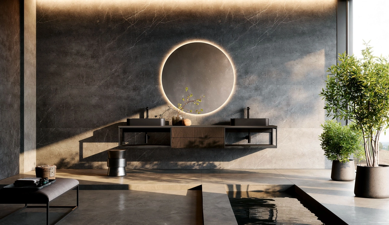 Mobile da Bagno sospeso Prime 01 in Rovere termocotto di Nova Cucina