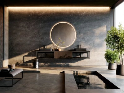 Mobile da Bagno sospeso Prime 01 in Rovere termocotto di Nova Cucina