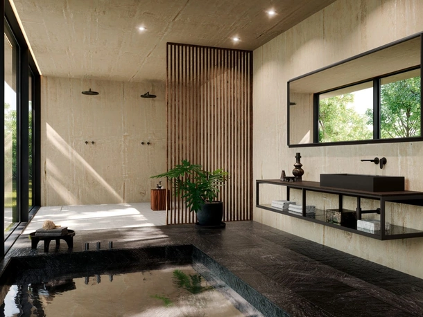 Mobile da Bagno sospeso Prime 08 in metallo e Eucalipto di Nova Cucina