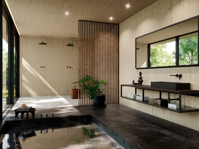 Mobile da Bagno sospeso Prime 08 in metallo e Eucalipto di Nova Cucina