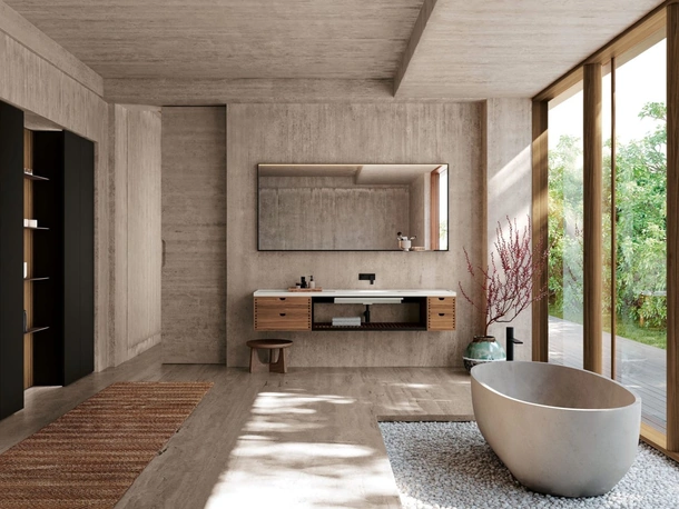 Mobile da Bagno sospeso Prime 11 in Noce Canaletto di Nova Cucina