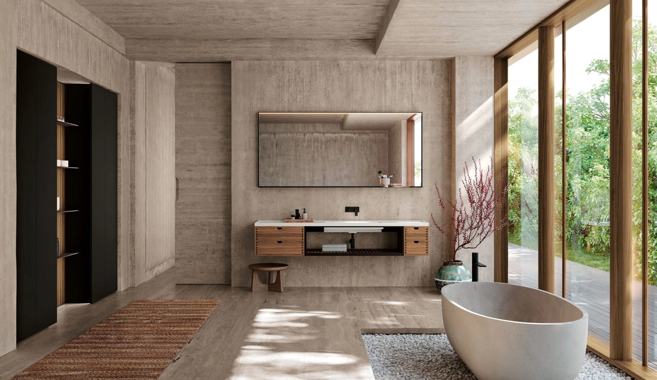 Mobile da Bagno sospeso Prime 11 in Noce Canaletto di Nova Cucina