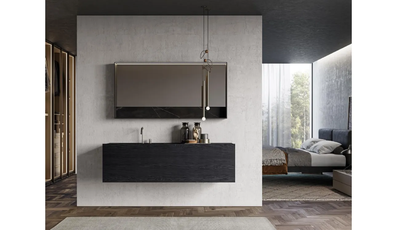 Mobile da Bagno sospeso in essenza rovere carbone Sail 04 di Birex