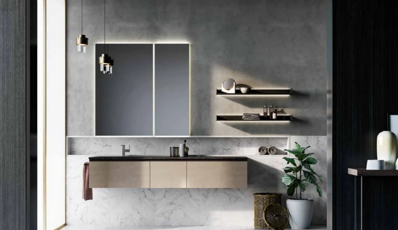 Mobile da Bagno sospeso in laccato metallico Sidero 07 di Birex
