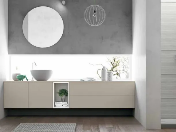 Mobile da Bagno sospeso Smart 05 in laccato opaco di Nova Cucina
