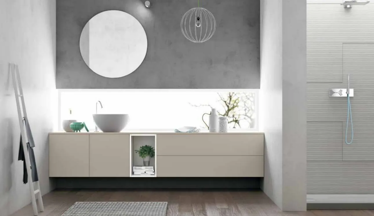 Mobile da Bagno sospeso Smart 05 in laccato opaco di Nova Cucina