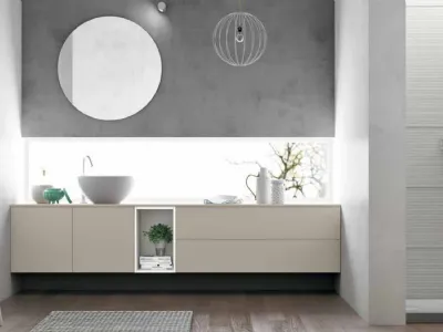 Mobile da Bagno sospeso Smart 05 in laccato opaco di Nova Cucina