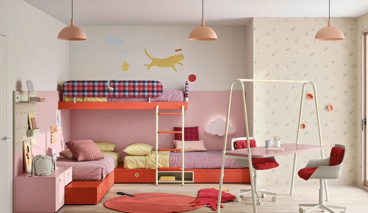 Cameretta con letti a castello Dots di Nidi