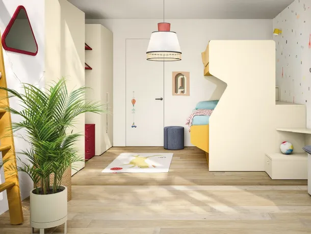 Cameretta con letti a castello Kids space 30 in melaminico di Nidi