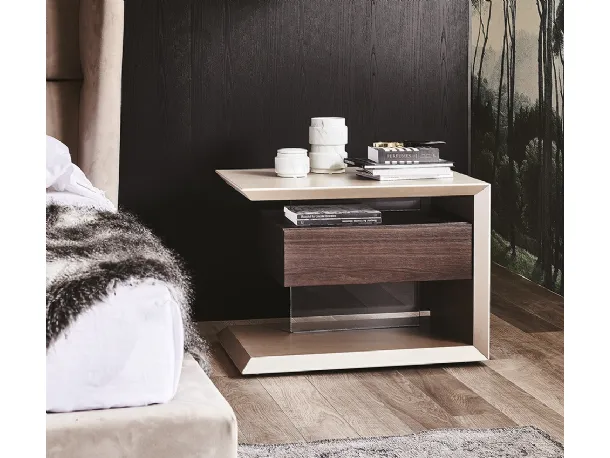 Comodino con cassetto in legno naturale Biagio di Cattelan Italia