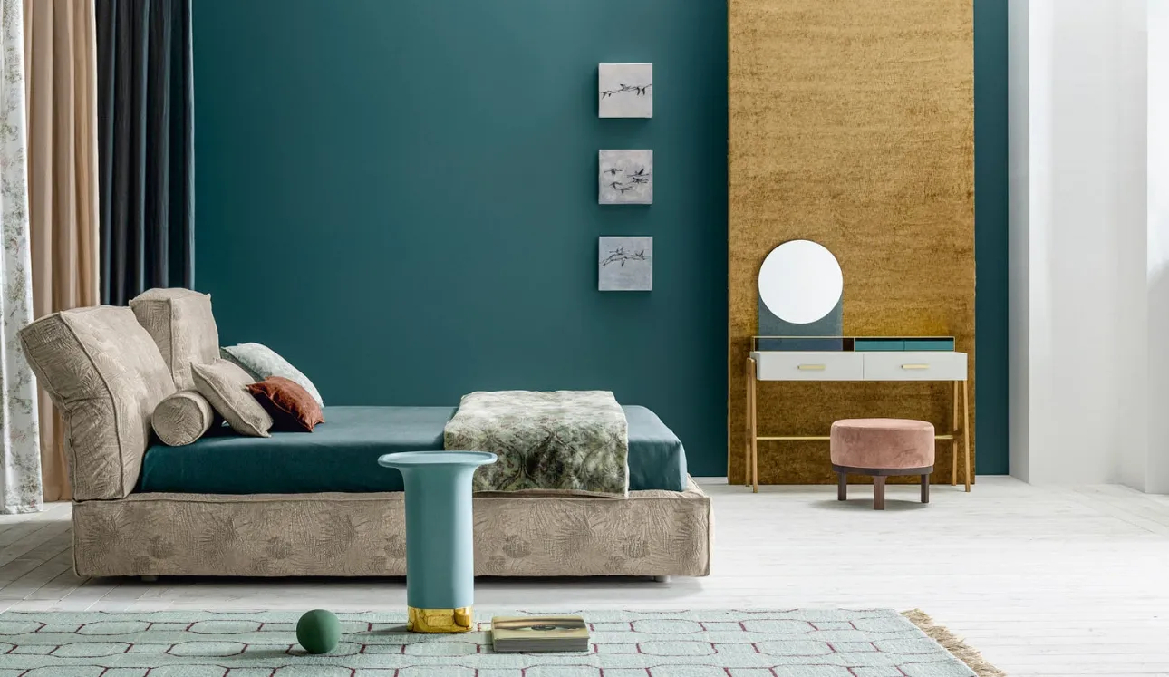 Letto con testiera regolabile in tessuto imbottito Academy Piuma Move di Twils