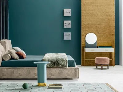 Letto con testiera regolabile in tessuto imbottito Academy Piuma Move di Twils