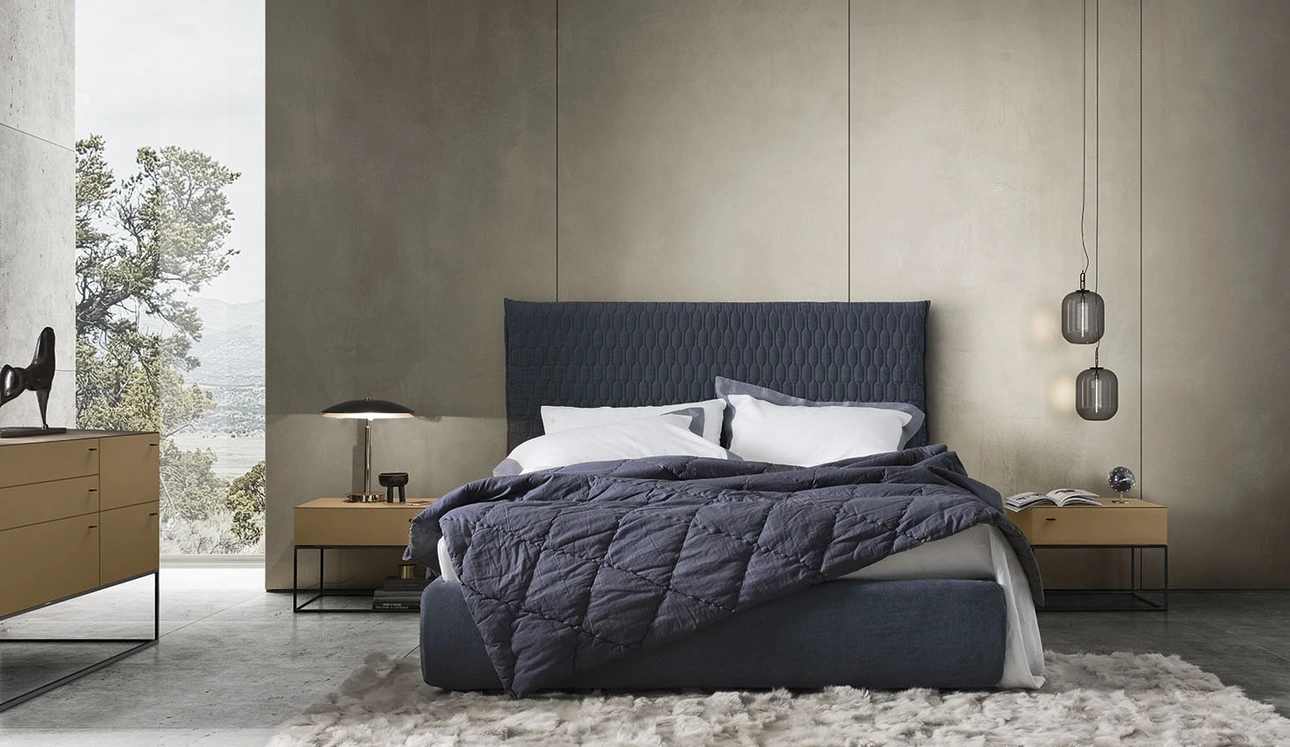 Letto in tessuto imbottito Allen 2 di Alf Da Frè