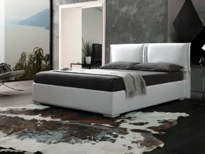 Letto in ecopelle con testiera e box contenitore Asia di Ergogreen