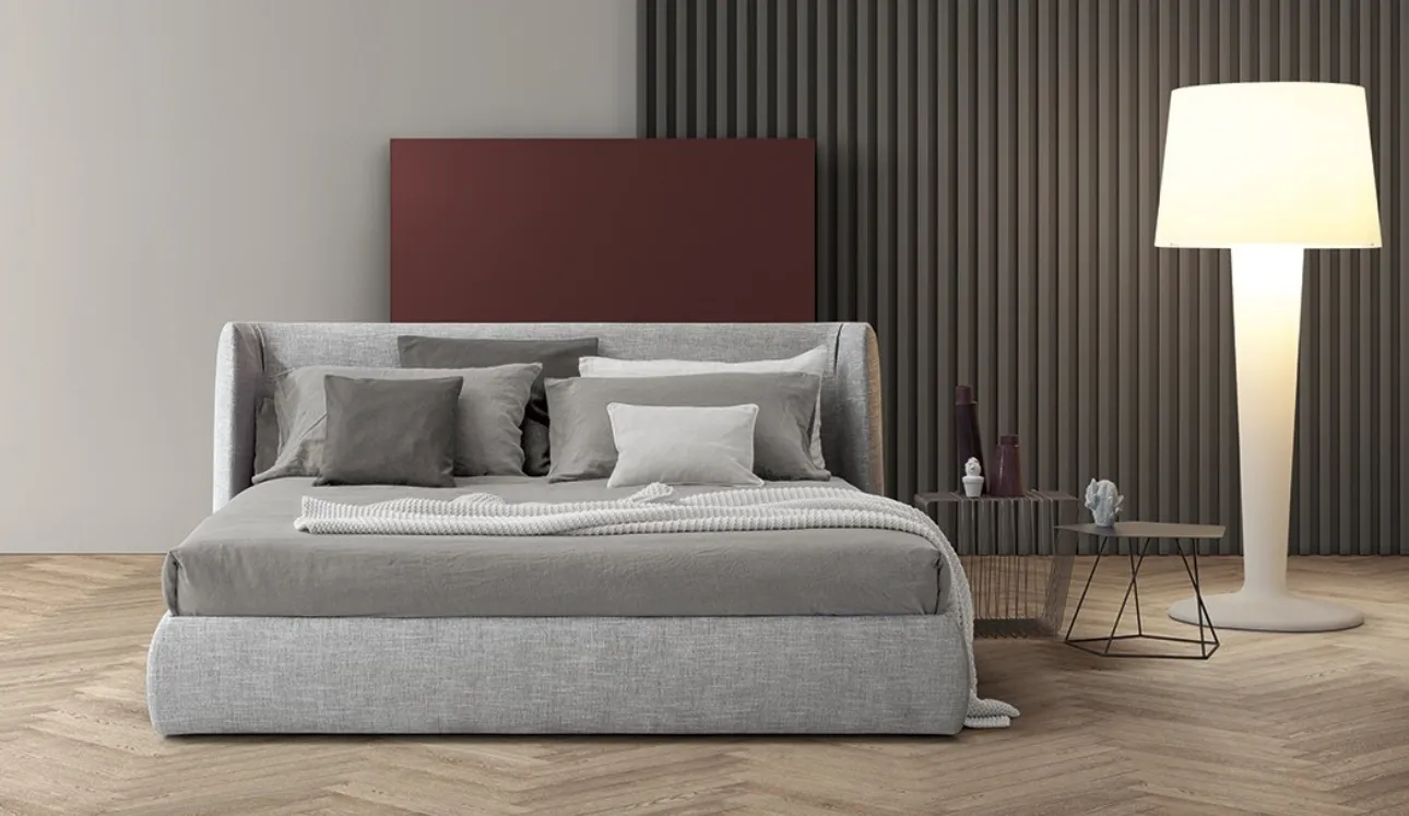 Letto con testiera e box contenitore Basket di Bonaldo