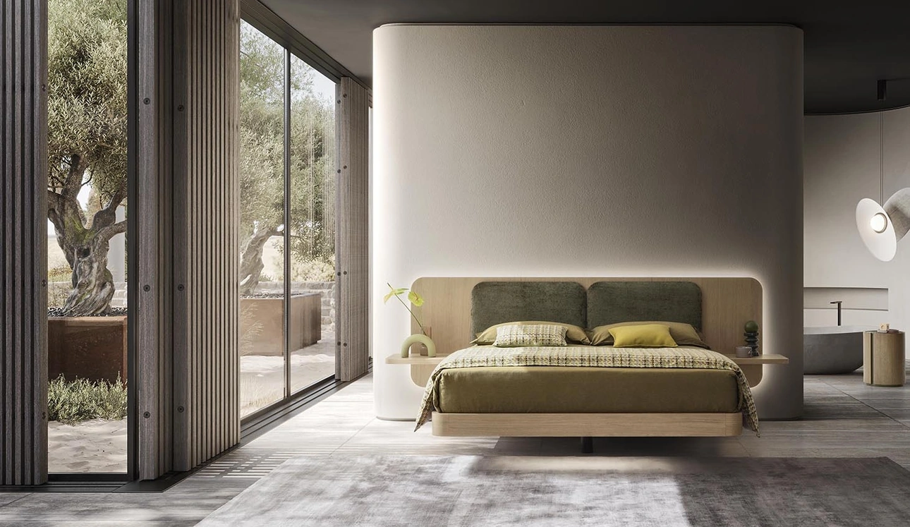 Letto sospeso in laccato con testiera Grand Voile di Alf Da Frè