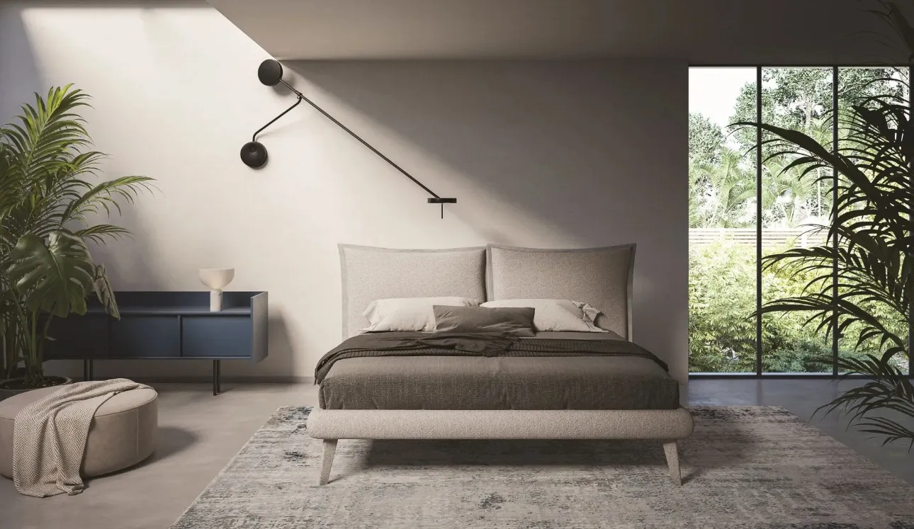 Letto moderno in tessuto con testiera Patricia di Ergogreen